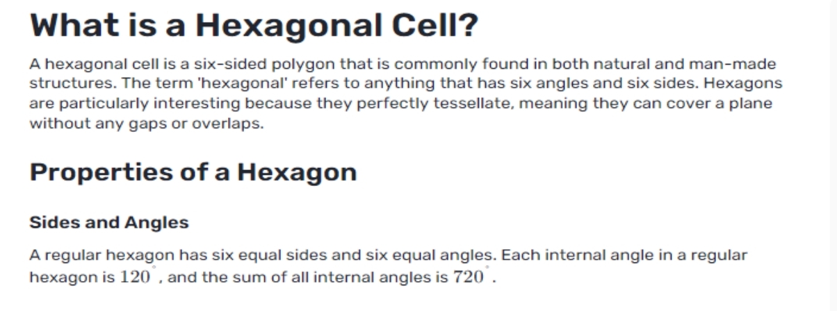 What Is the Geometric Structure of a Hexagonal Cell and How Is it Defined Mathematically?